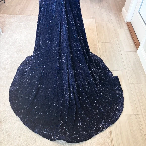 NEW Royal Blue Dress, Cobalt Blue, Dark Blue Velvet, Prom Dress, NWOT Size LG/14 - Picture 8 of 14